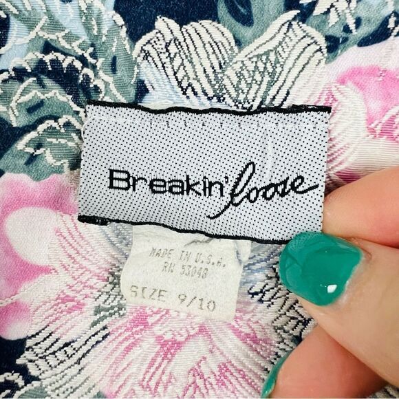 Vintage 90s Breakin’ Loose Navy Floral Tapestry Blazer - Picture 14 of 15